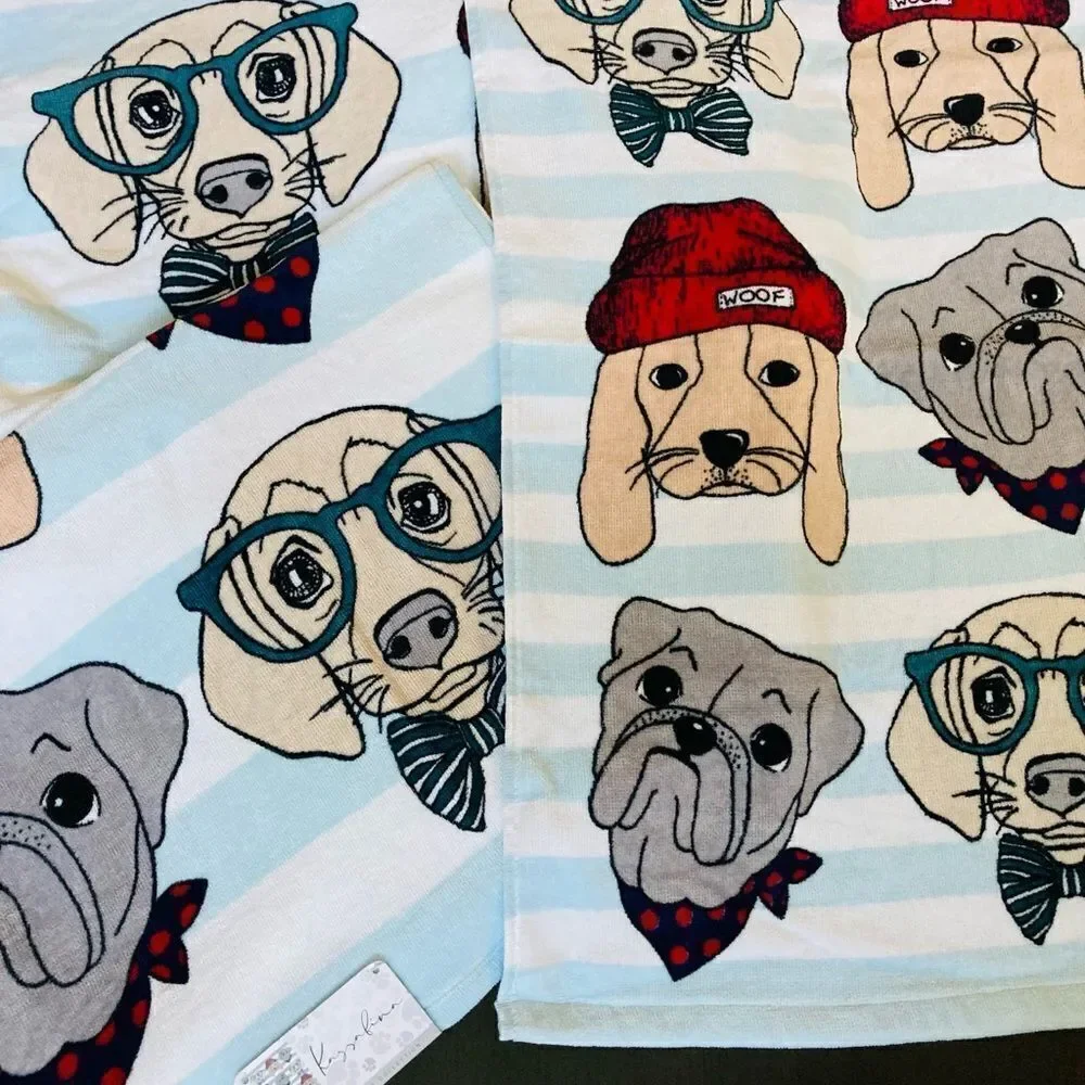 Preppy Dogs 3-pc Dog Print Bath Towels Set